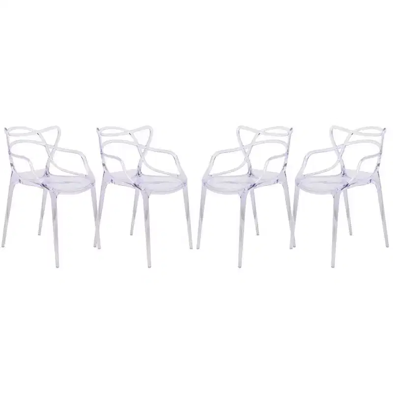 Modern Acrylic Dining Chair Set of 4 – Stackable, UV-Protected, Indoor & Outdoor