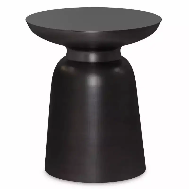 Round Metal Accent Side Table – Silver / Gold / Antique Copper / Gold-Black Ombré – 1 Piece