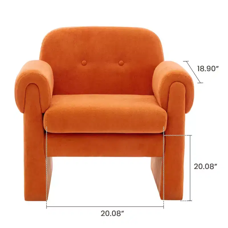 Fluffy Cloud Upholstered Accent Armchair Set of 2 Velvet Ergonomic Bedroom Reading Chair