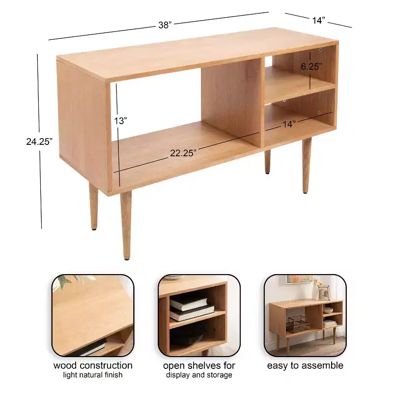 Kate and Laurel Locklear Wood Console Table, 38x14x25, Natural