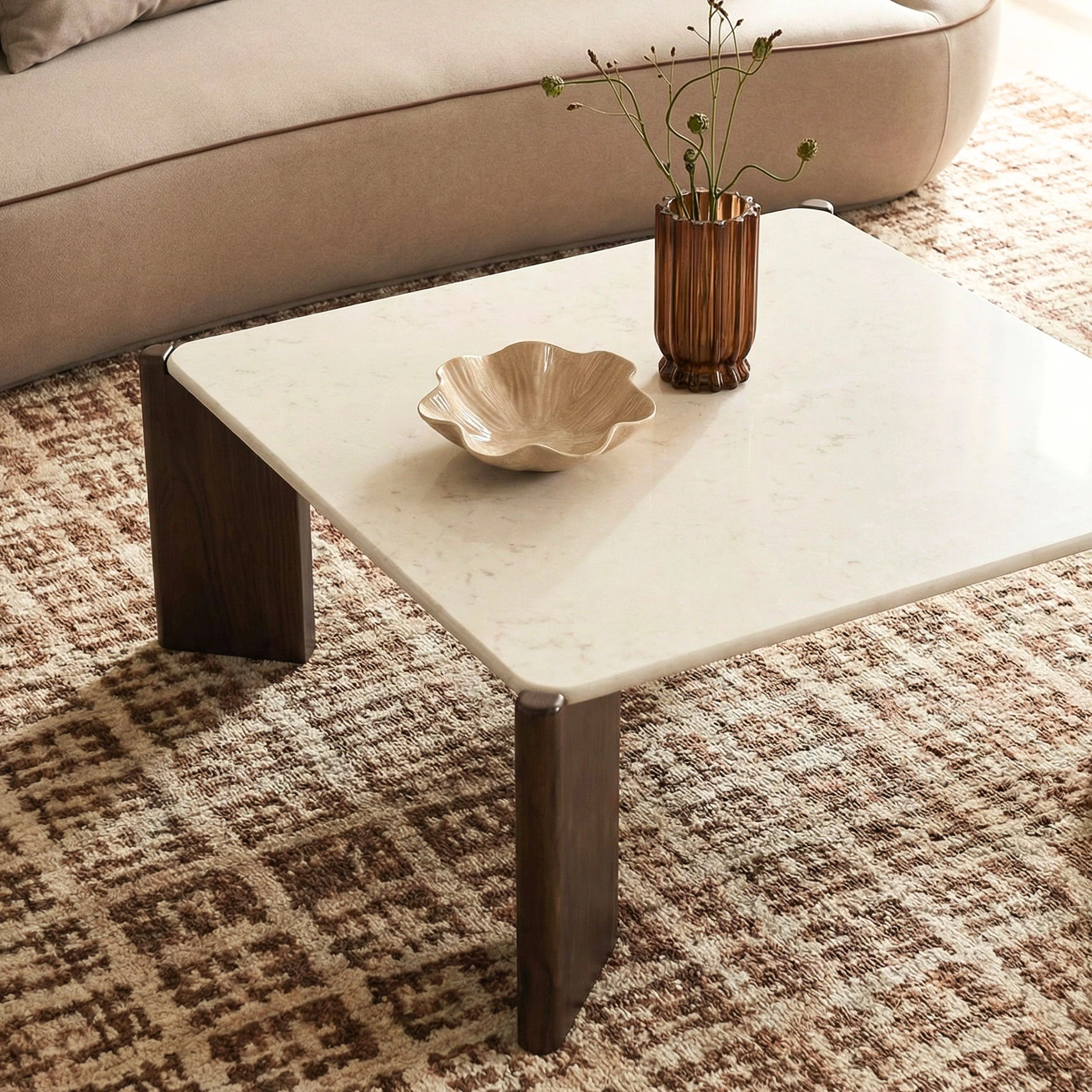 33.5 Cream Quartz Square Coffee Table