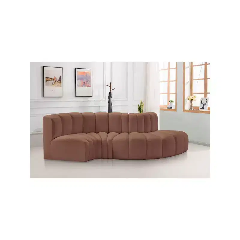 Meridian Furniture,Arc Cognac Vegan Leather Modular Sofa