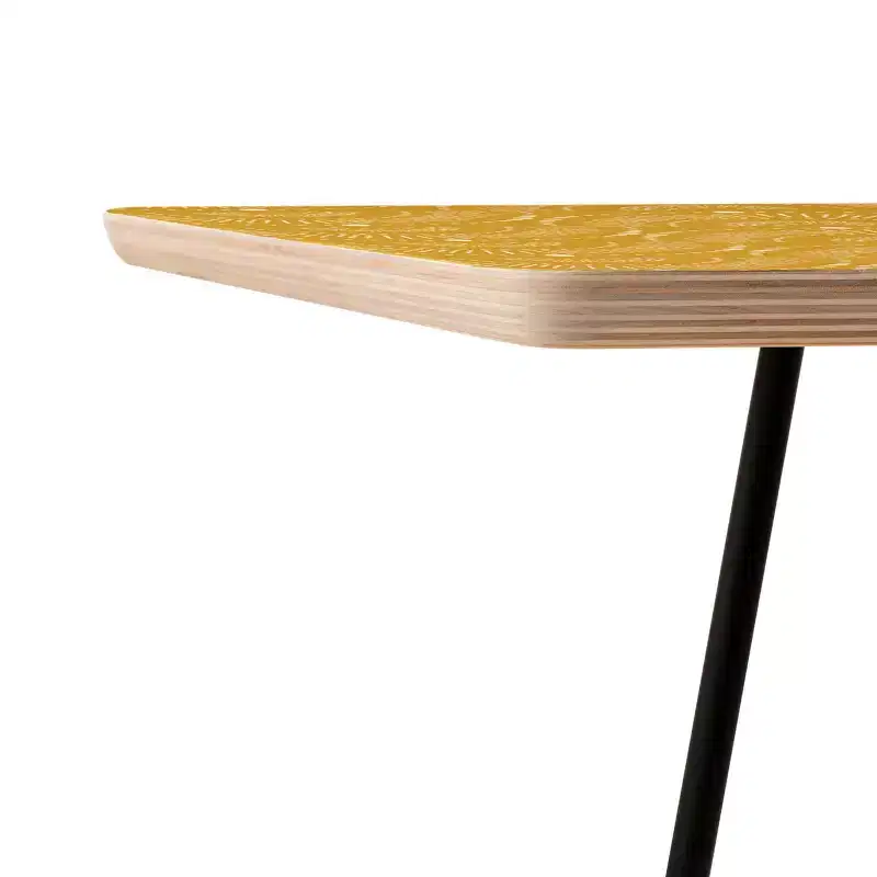 Heather Dutton Rise and Shine Side Table Yellow/Black - Deny Designs: Baltic Birch, Steel Legs, Artist-Designed