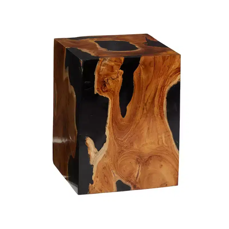 Coastal Teak Wood Accent Stool - Olivia & May