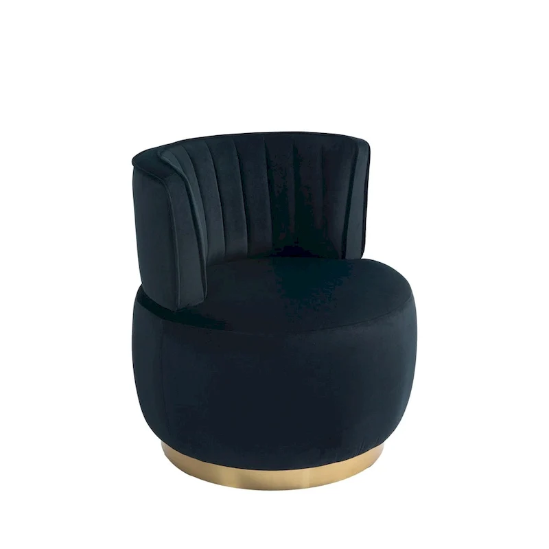 HOMEFUN Velvet Upholstered 360 Degree Swivel Armless Round Barrel Chairs