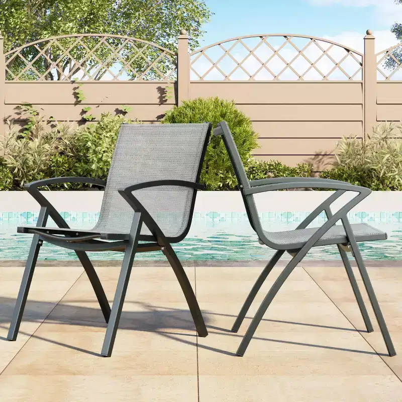 Aluminum Outdoor Dining Chairs  Ergonomic Support for Patio, for Deck Backyard