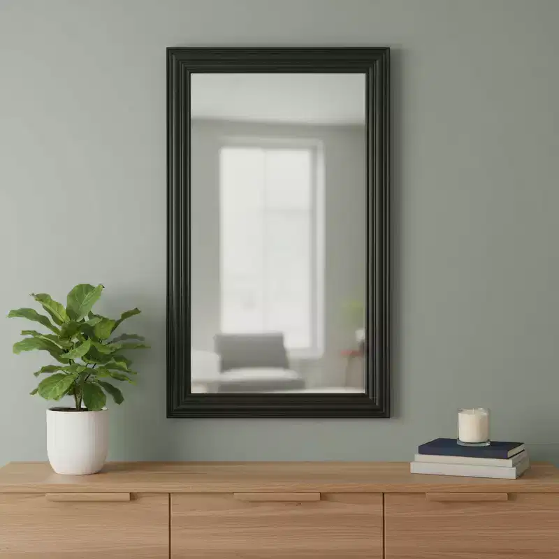 HomeRoots 26 Black Beveled Lines Framed Accent Mirror