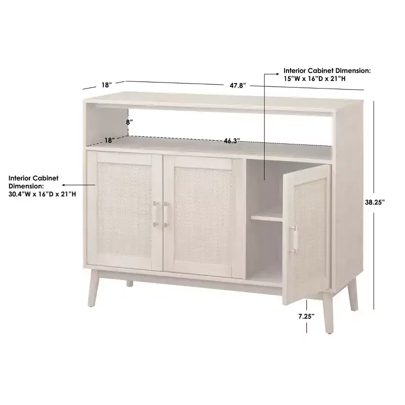 Buylateral Ervine Sideboard: Credenza Buffet Console, Adjustable Shelves