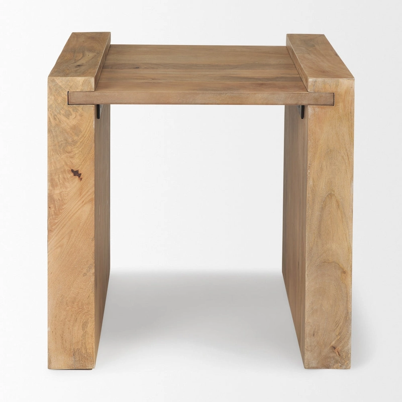 Athelia Light Brown Solid Wood Square Accent Table