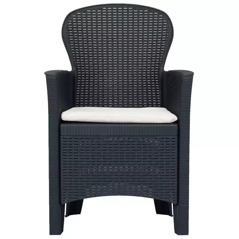 vidaXL Patio Chairs 2 Pcs Dining Single Chair with Cushion Plastic Rattan Look