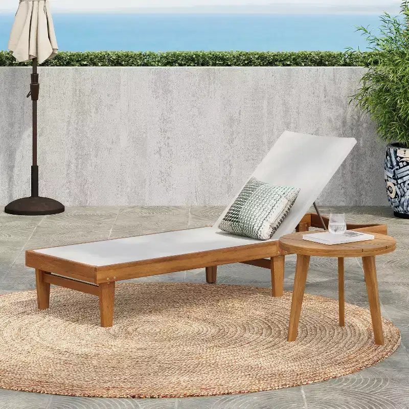 Christopher Knight Home Eldon Outdoor 2 Piece Acacia Wood and Mesh Chat Set