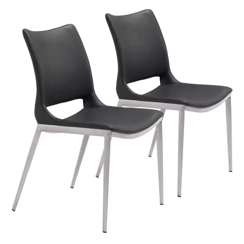 Set of 2 Geary Dining Chairs - ZM Home: Upholstered, Steel Frame