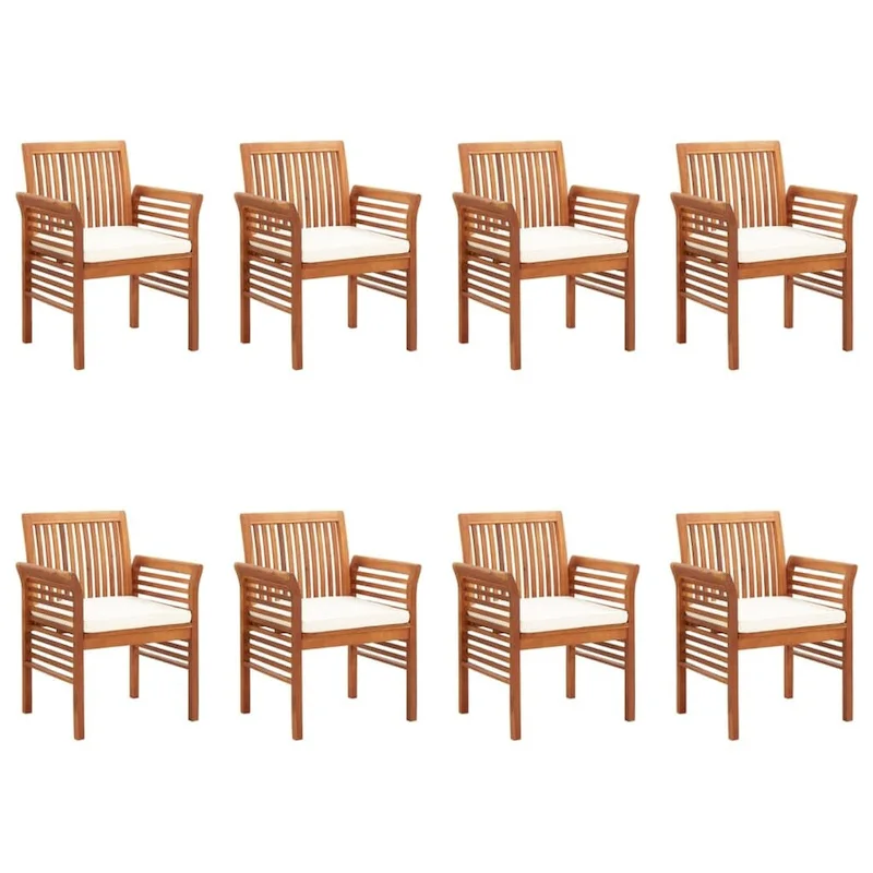 vidaXL Modern Dining Chair Patio Dining Chair with Cushion Solid Wood Acacia