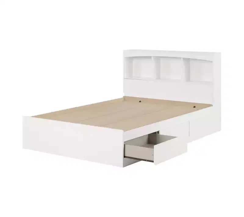 HomeStock 14.75 in.H Full Size White with Storage Beds made of Particle Board Bed Frame