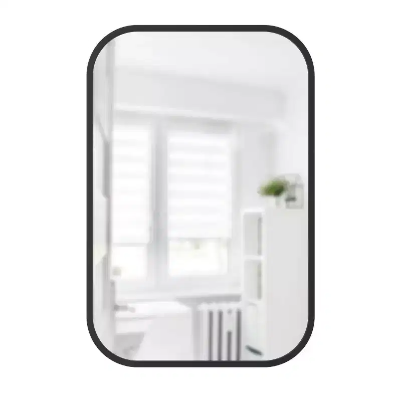 24"x 36" Hub Rectangular Wall Mirror Black - Umbra: Modern Design, No Assembly, Wall Mount