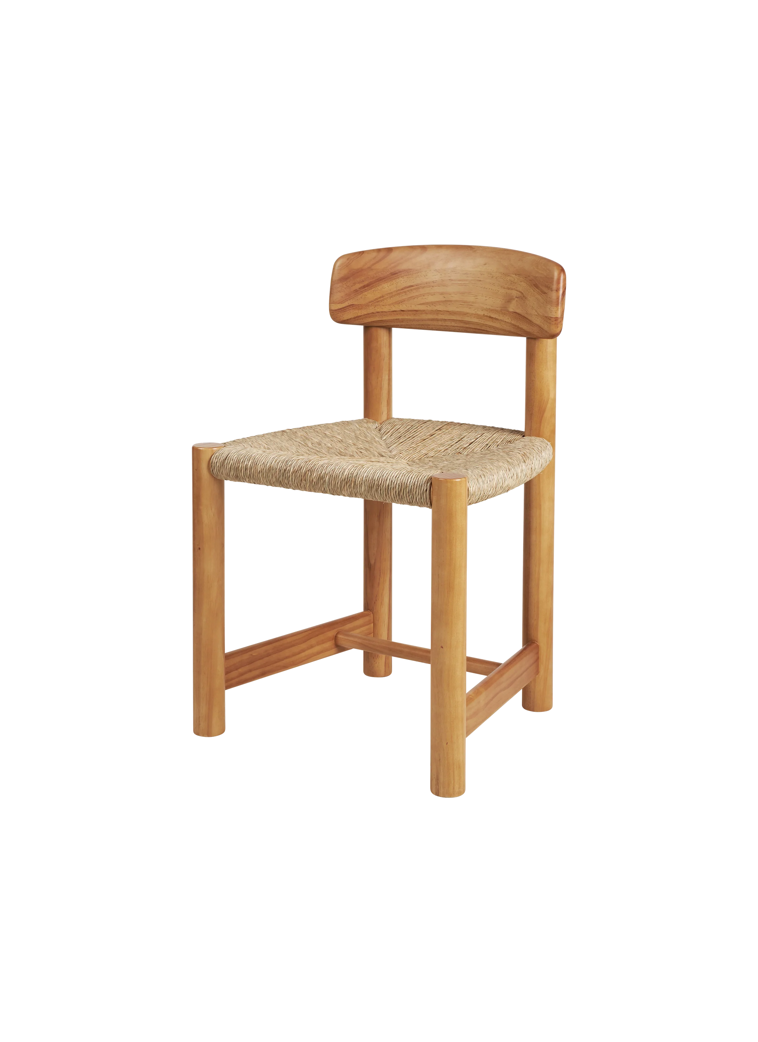 Rustic Natural Pine & Rush Cord Side Chair with Woven Seat & Sturdy Frame for Dining Room or Kitchen