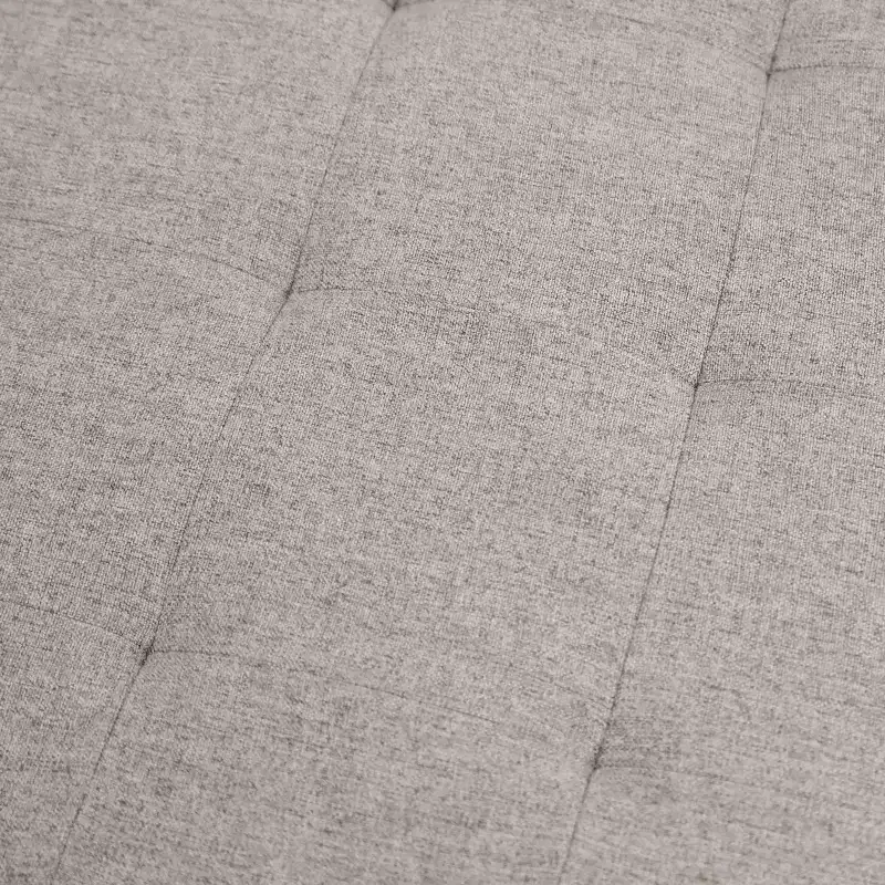 34 Round Cotton Linen Tufted Ottoman with Metal Frame