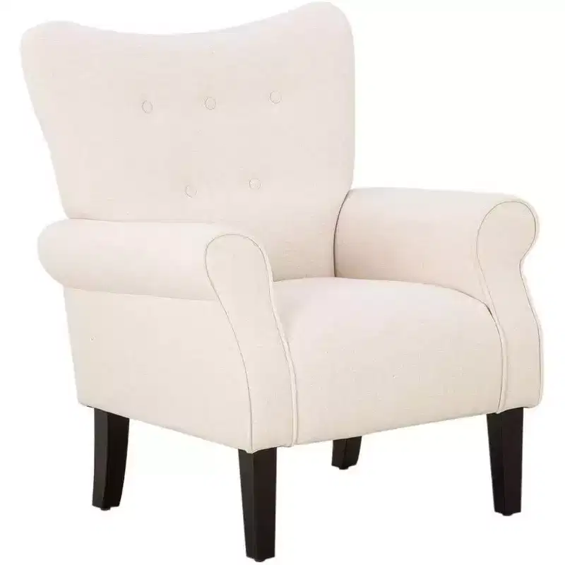 Mid Century Velvet Tufted Armchair, High Back Accent Chair