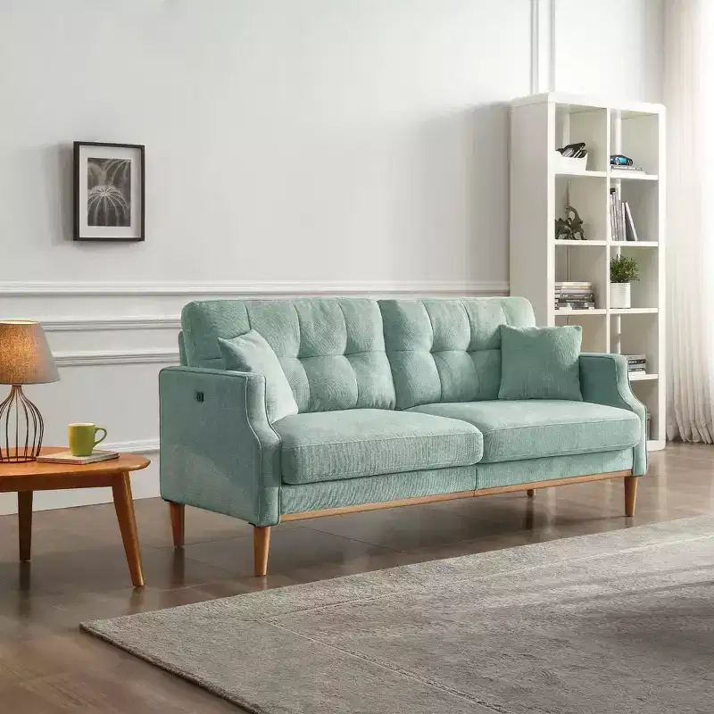 MAYEERTY Living Space Sofa with Waterproof Fabric 3 Seater for Living Room Office Blue
