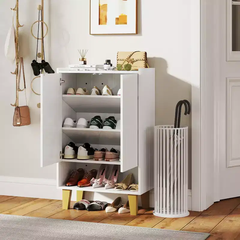 Costway Shoe Storage Cabinet Freestanding Shoe Organizer w/ Anti-tipping Kit Open Shelf