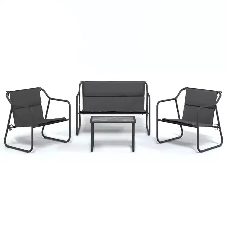 vidaXL 4 Piece Patio Lounge Set with Cushions Anthracite Steel