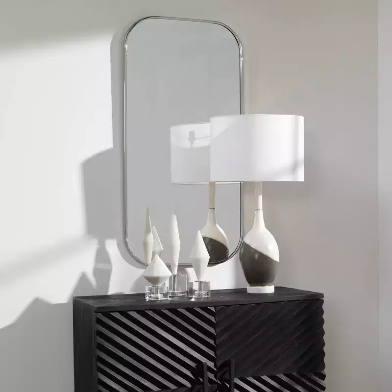 41 x 21 Polished Nickel Rectangular Wall Mirror