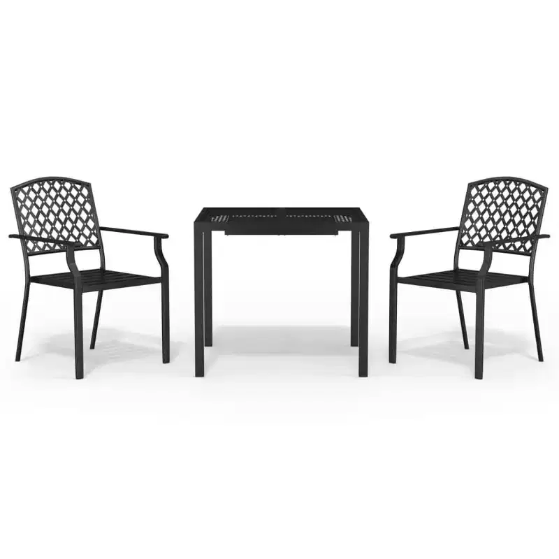 vidaXL Outdoor Dining Set with Steel Frame in Charcoal