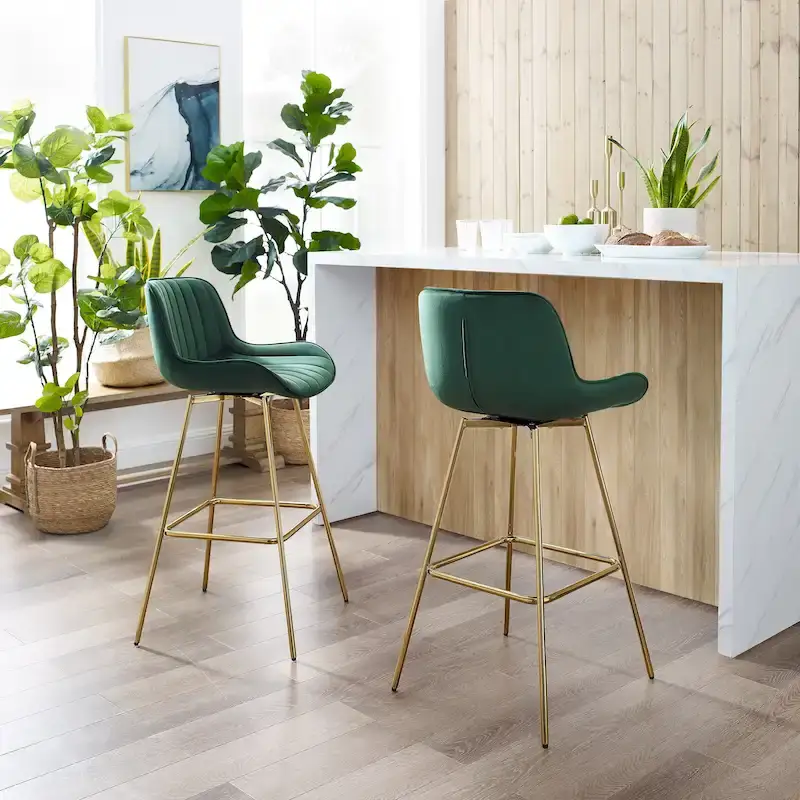 Modern Swivel Velvet Barstool
