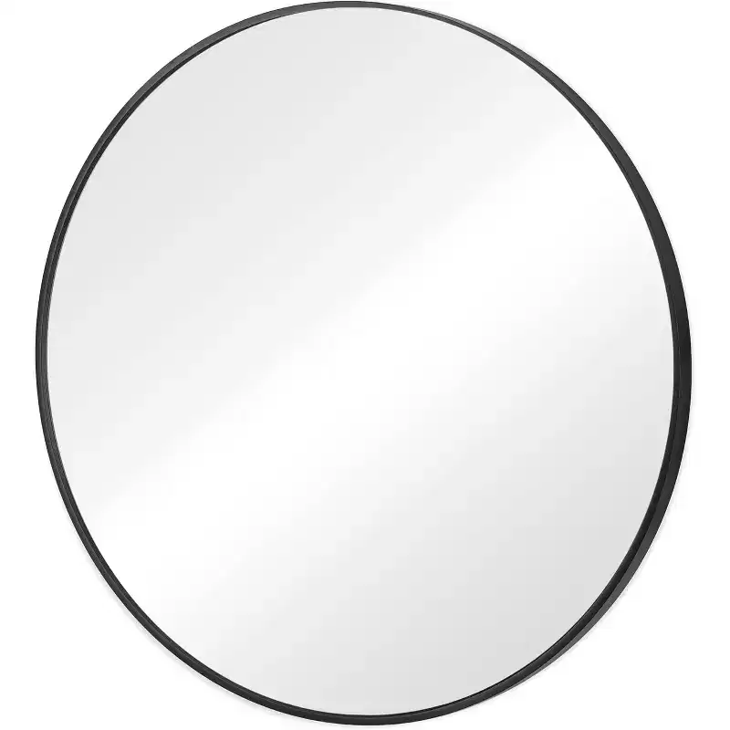 30-Inch Black Metal Round Framed Bathroom Vanity Mirror Wall Mount