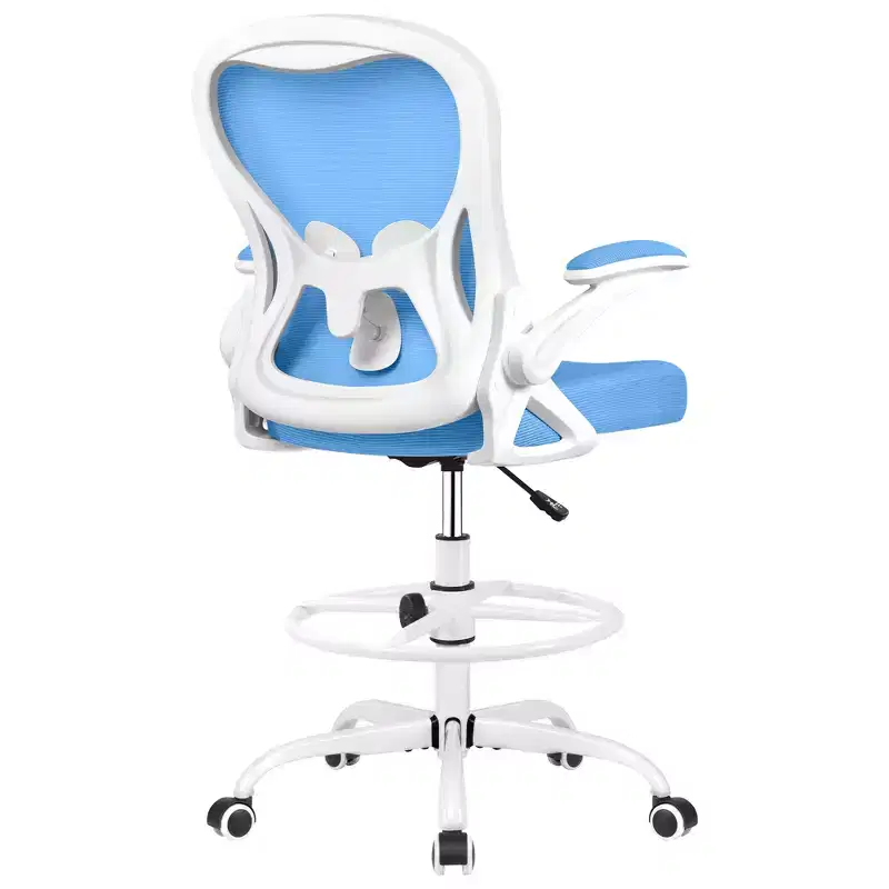 Tall Ergonomic Standing Desk Chair with Lumbar Support, Swivel Task Chair, Blue