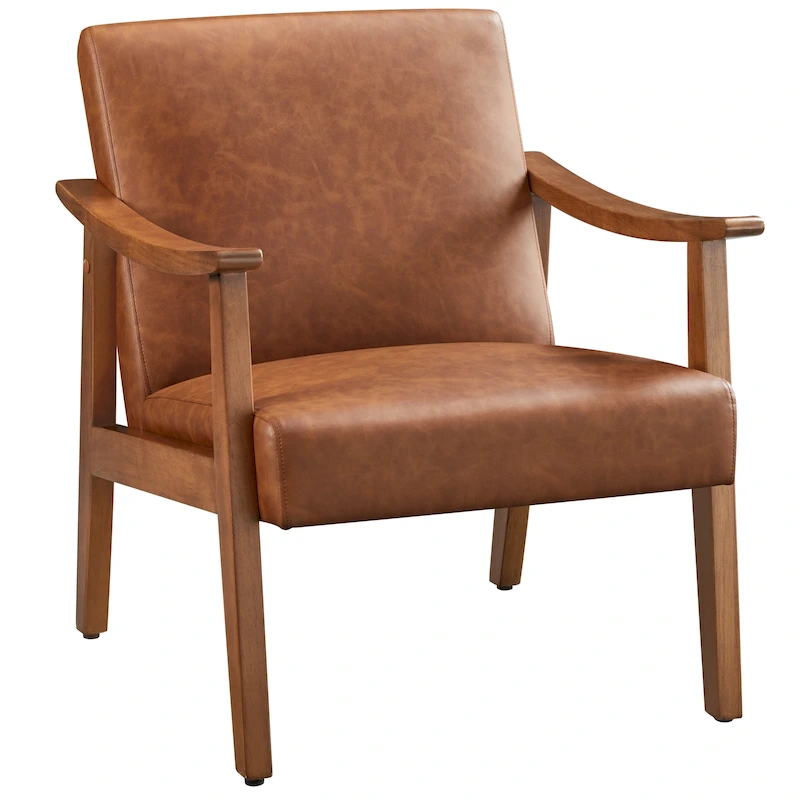 Yaheetech Upholstered Accent Chair Boucle Armchair with Solid Wood Legs - 24.5 L  28 W  29 H