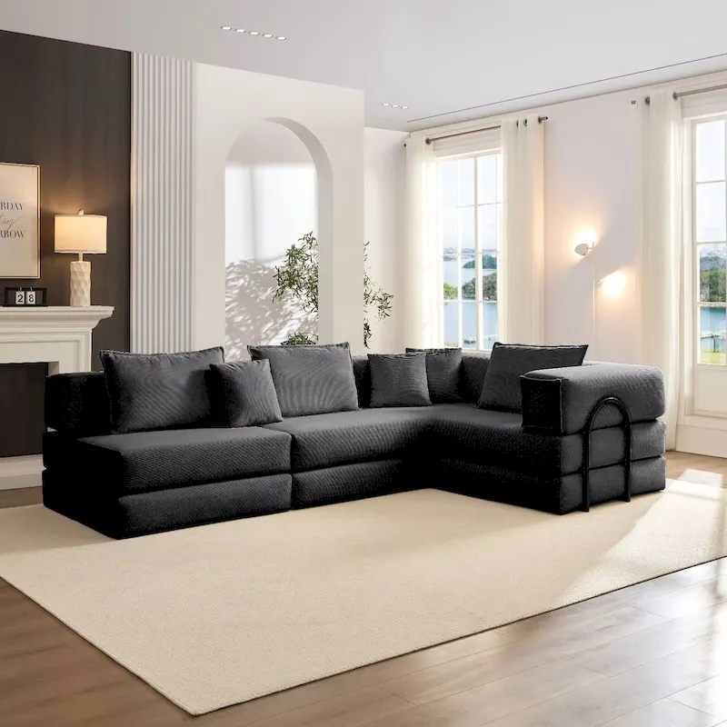 118.2 Oversized Upholstered Sectional Sofa, DIY Corduroy Sofa