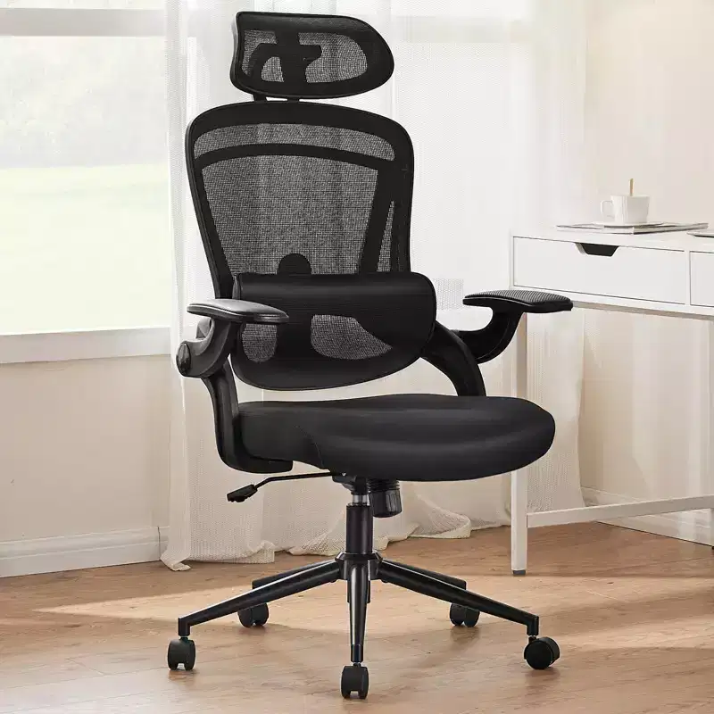 TUYOHW High-Back Ergonomic Office Chair with Adjustable Lumbar Support, Gaming Chair with Flip Up Arms, Mesh Computer Chair for Home, Office