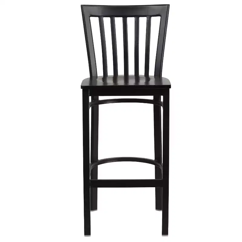 School House Back Metal Restaurant Barstool, Set of 2