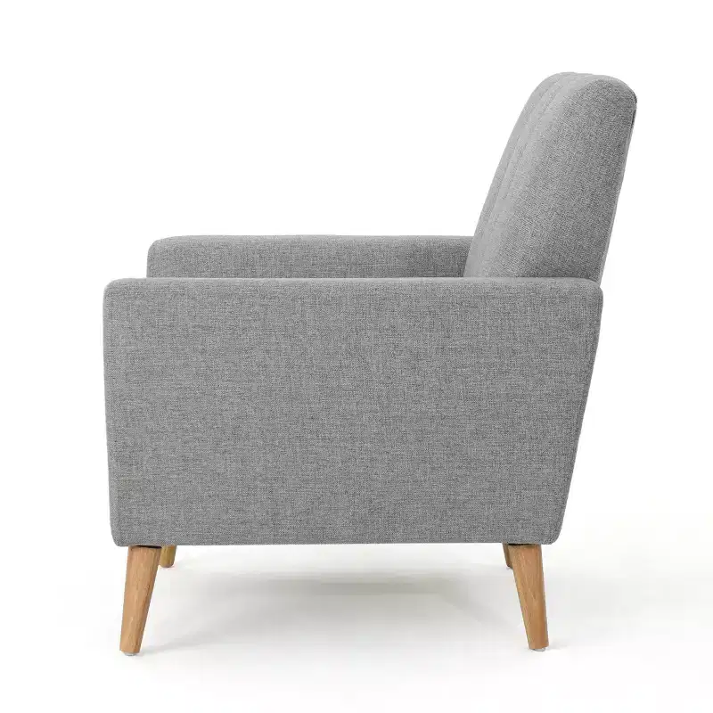 Mid-Century Fabric Button Tufted Club Chair with Channel Stitching