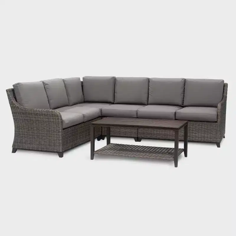 Leisure Made Mitchell 5pc Wicker Sectional in Fabric