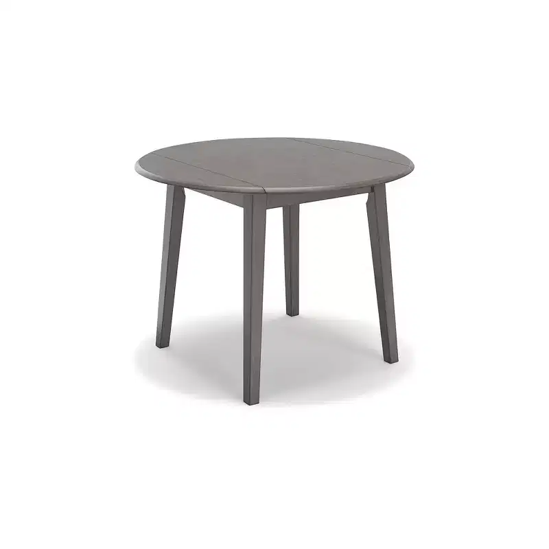 Drop Leaf Round Dining Table, Gray, Seats up to 4