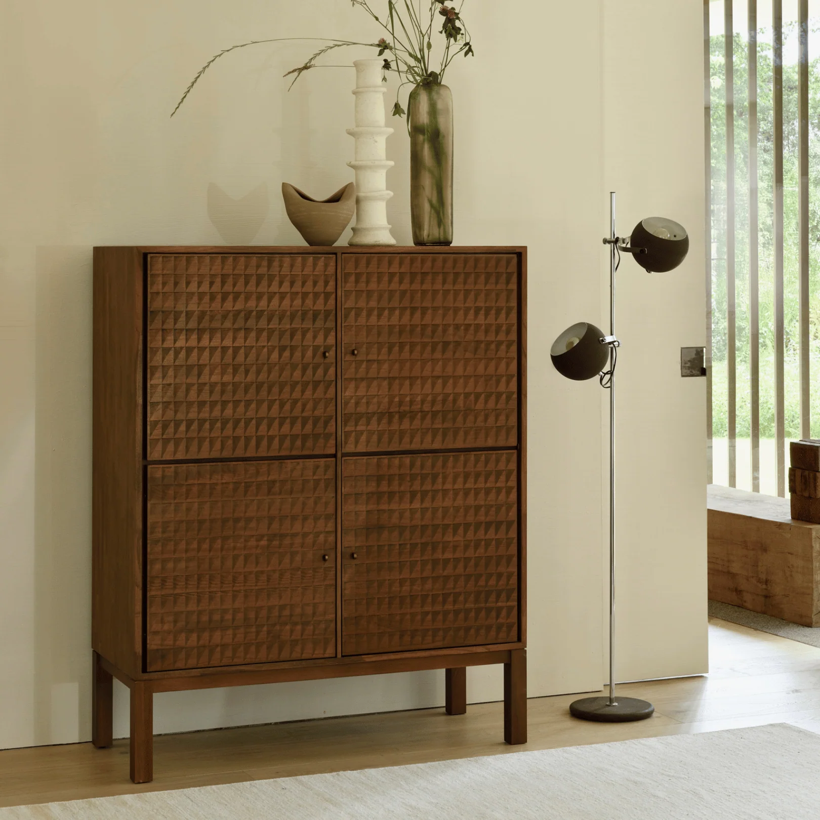 Modern Brown Storage Cabinet with Storage for Living Room
