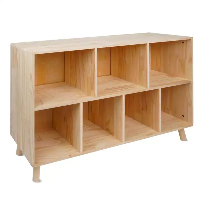 Okak Modern Pine Bookshelf with 7/8-Compartment, Fixed Shelves Bookcase, Cube Storage for Living Room