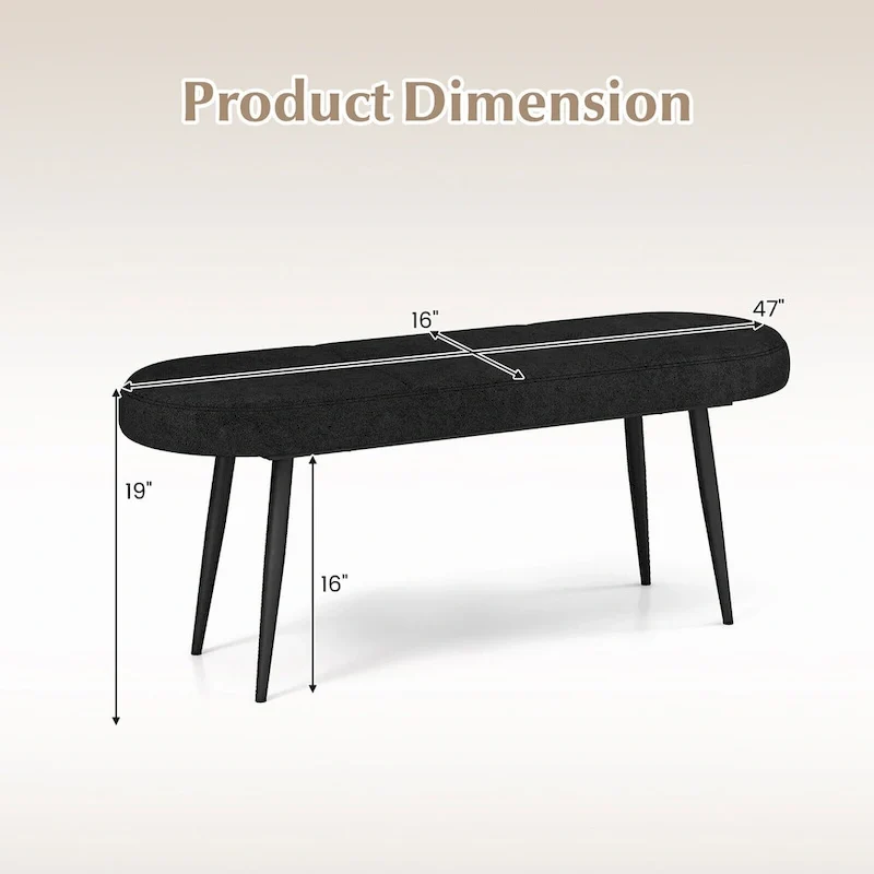 Gymax 47 Upholstered Entryway Bench w/ Padded Seat & Heavy-duty