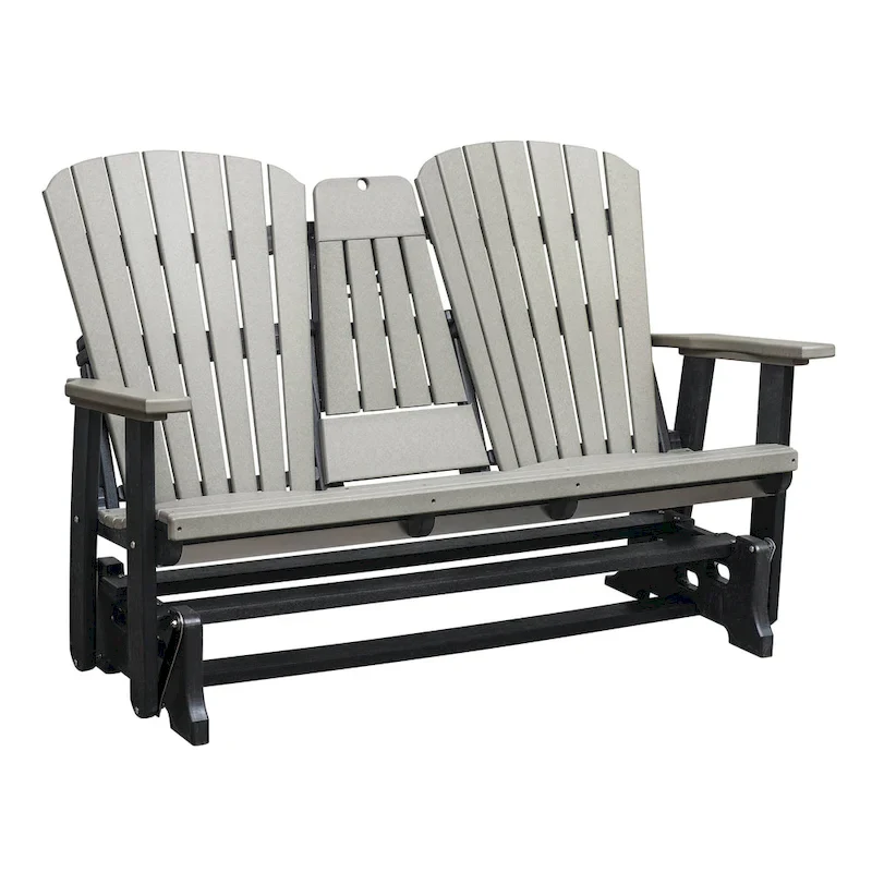 American Furniture Classics Two Seat Fan Back Glider with Drop Down Table/Cup Holder - N/A