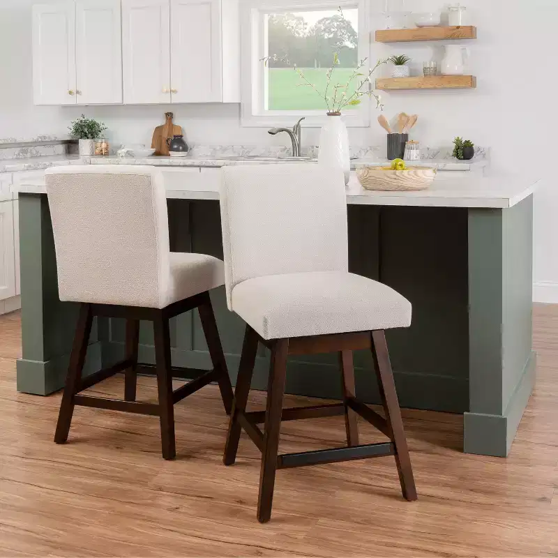 Linon Set of 2 Cyrus Swivel Counter Height Barstools Natural
