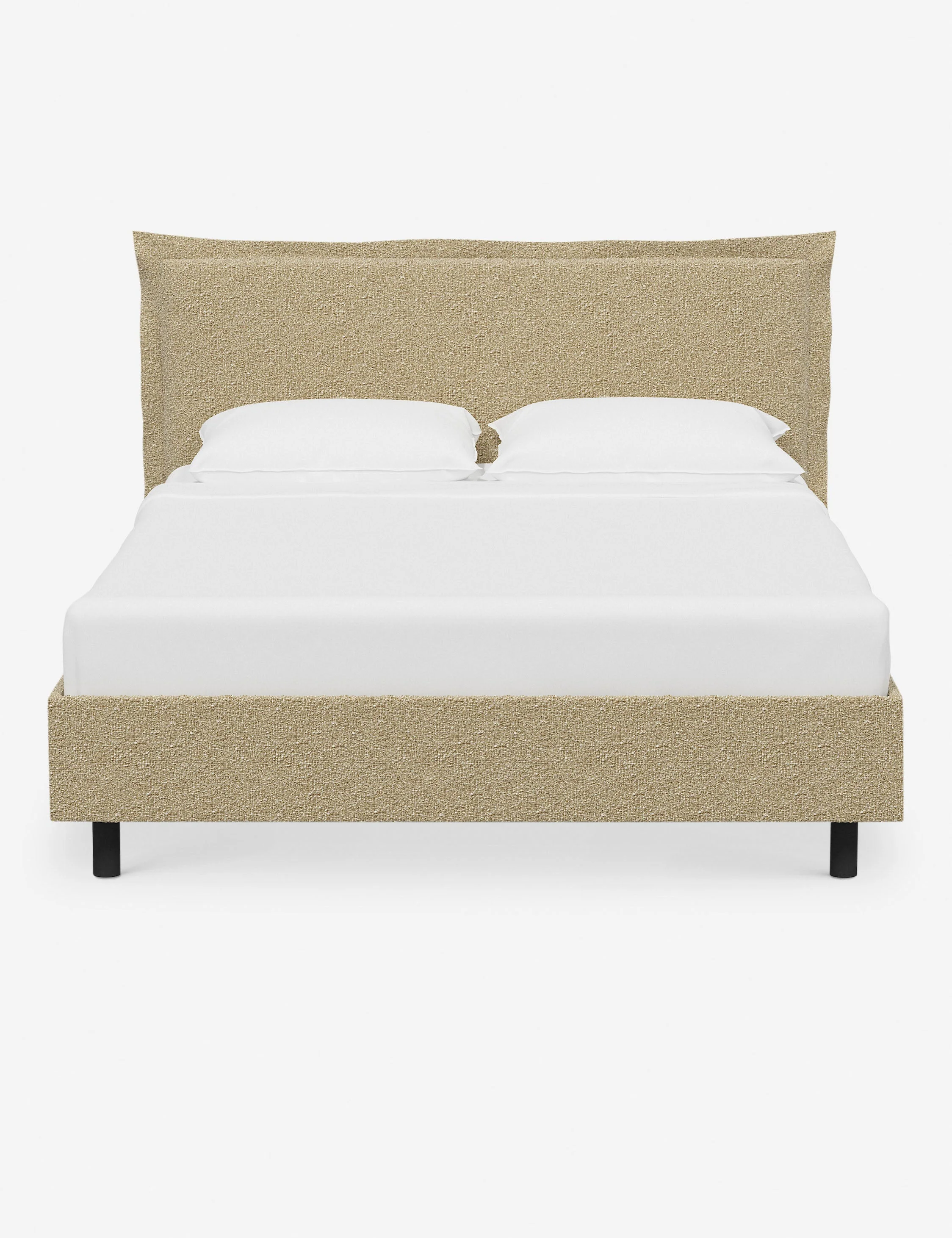 Bed Bring appeal to your room with the bed. The headboard's flanged border offers a soft, inviting silhouette with an upholstered bed
