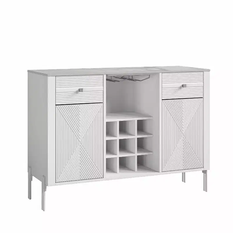 42 Wine Cabinet with Textured Patterns and Marbling Pattern Countertop - Festivo