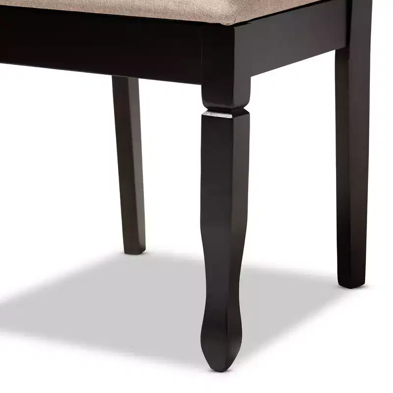 Set of 4 Reneau Finished Wood Dining Chairs Brown - Baxton Studio: Rubberwood Frame, Polyester Seat, Foam Padding