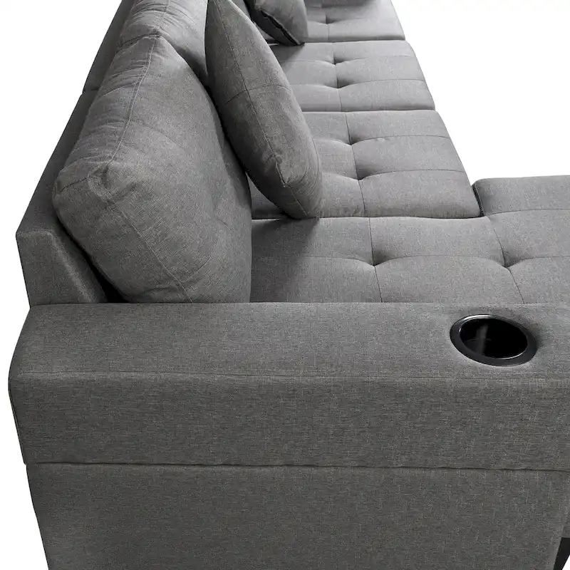 Modern 4-Seat L-Shaped Sectional Sofa with Lounge Chaise