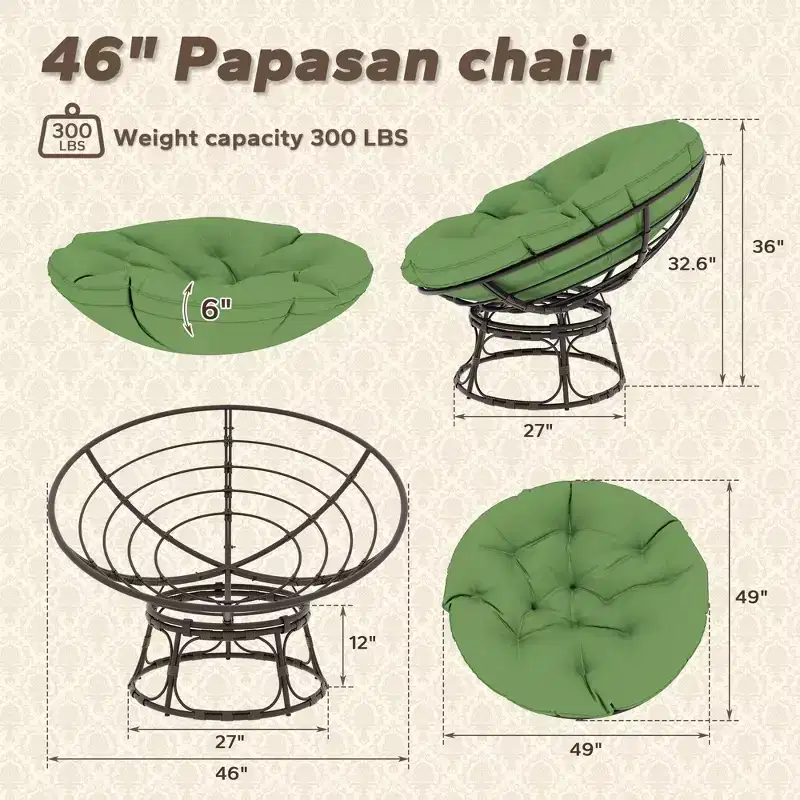 Papasan Patio Chair with Cushions