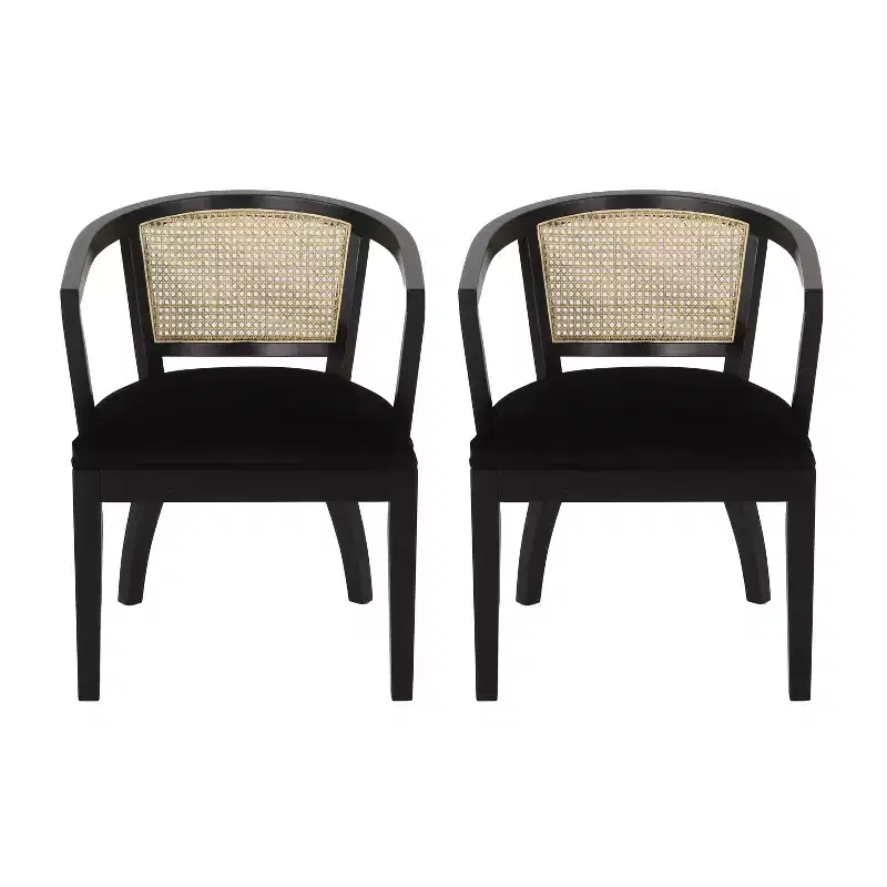 Christopher Knight Home Delwood Traditional Upholstered Rubberwood and Cane Dining Chairs (Set of 2)