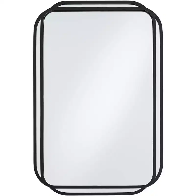 Uttermost Double Radius Matte Black 24 x 36 1/4 Wall Mirror