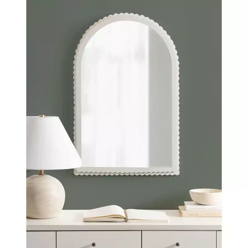 Wooden Arch Wall Mirror, White, 20